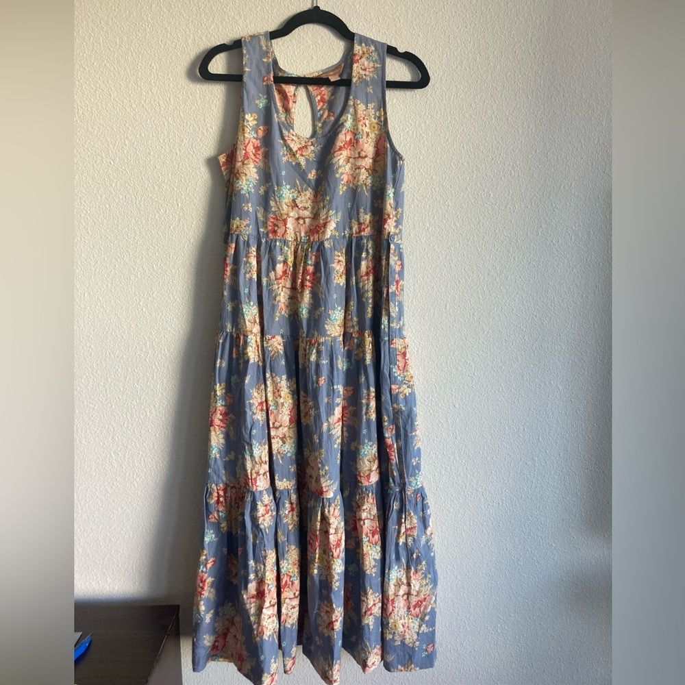 April Cornell Floral Maxi Dress - Blue and Cream